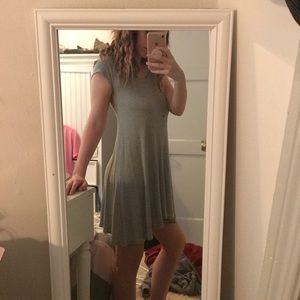 White and Black Striped T-Shirt Dress