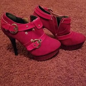 Red heeled booties
