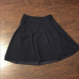 The Limited Navy High Waisted Midi Pleated Skirt