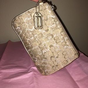 Gold & Silver Glitter Coach Wristlet