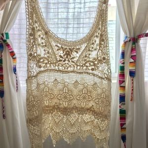 Lace crochet tank top / beach cover up
