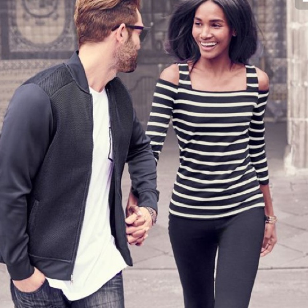 INC Striped Black & White Top