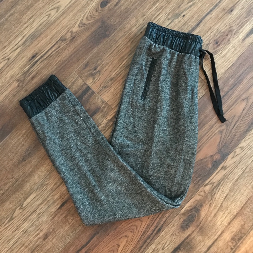 Faux leather trimmed joggers BNWT