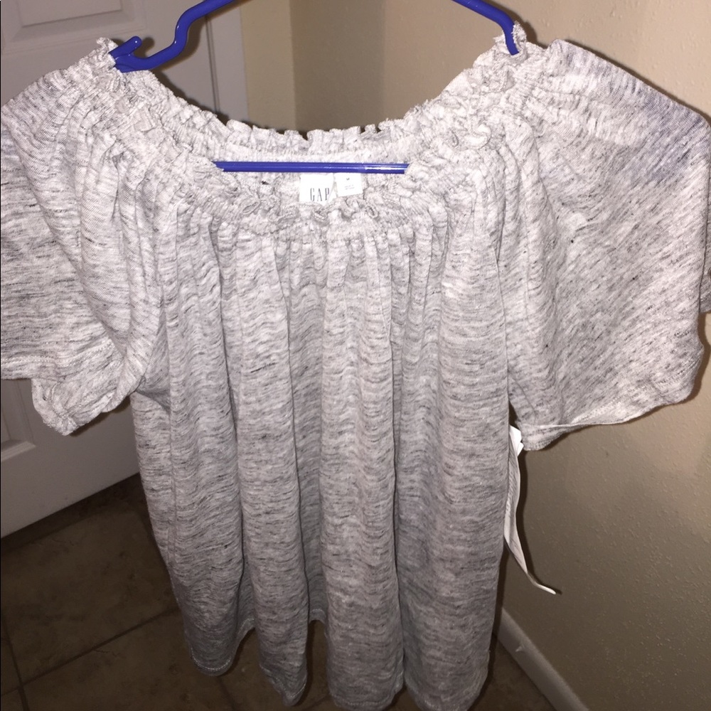 Off the shoulder gray top