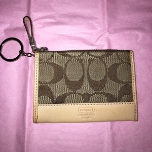 Brown/Beige Coach Mini Wallet