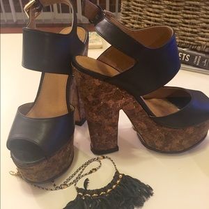 Black and Cork Aldo Heels