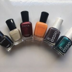 Four full sized and two mini nail polishes