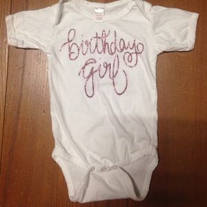 Sparkly Birthday Girl onesie for baby, 12-18 mos.