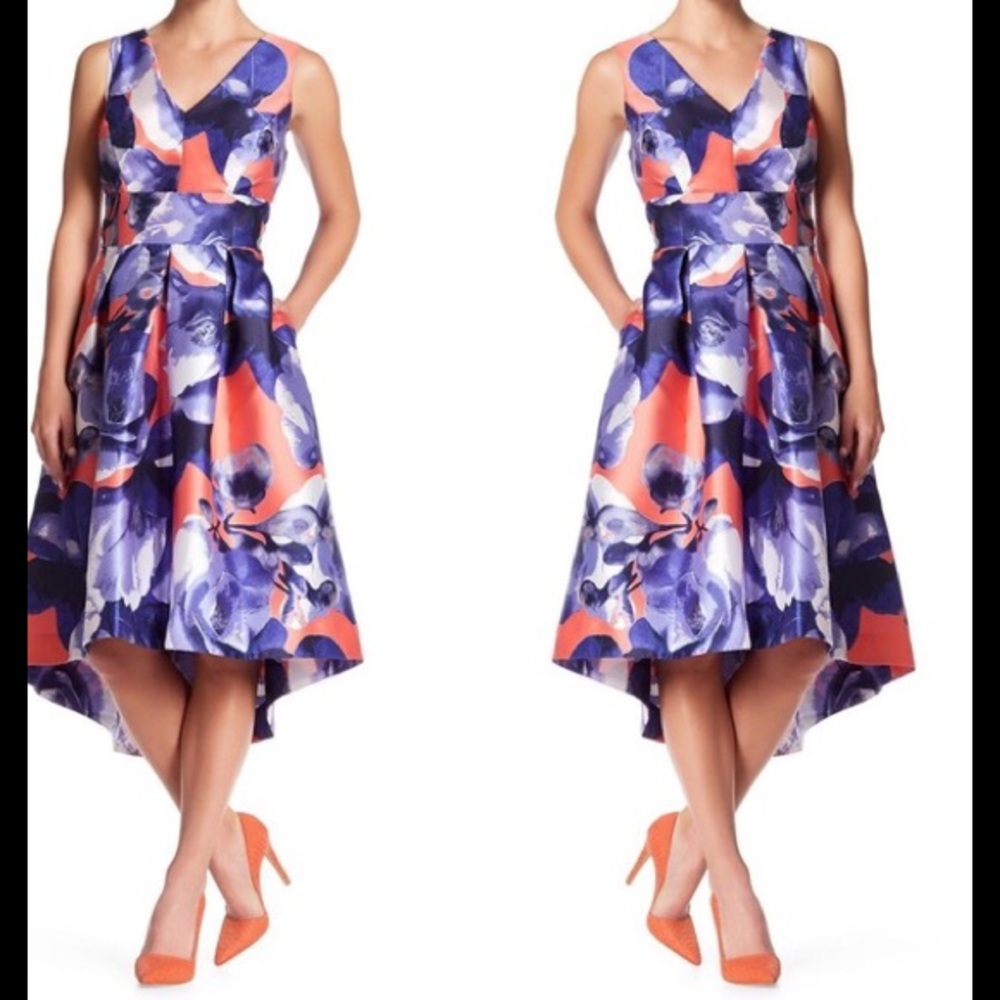 Sangria Coral Reef Hi Lo Fit & Flare Dress, 12 - Picture 2 of 4