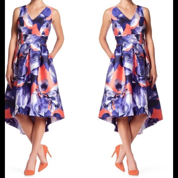 Sangria Coral Reef Hi Lo Fit & Flare Dress, 12 - Picture 2 of 4