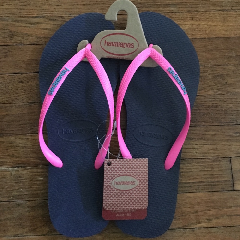Havaianas Navy Blue & Pink Slim W9/10