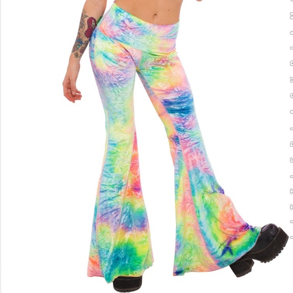 Pants - Littleblackdiamond tie dye velvet bellbottoms