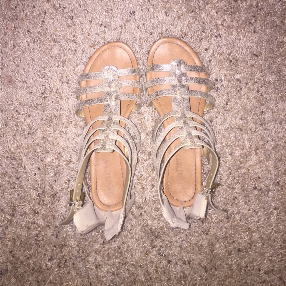 Gold sparkly flats