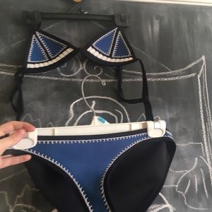 triangl Blue/Black Bold Stitch Style Bikini Top