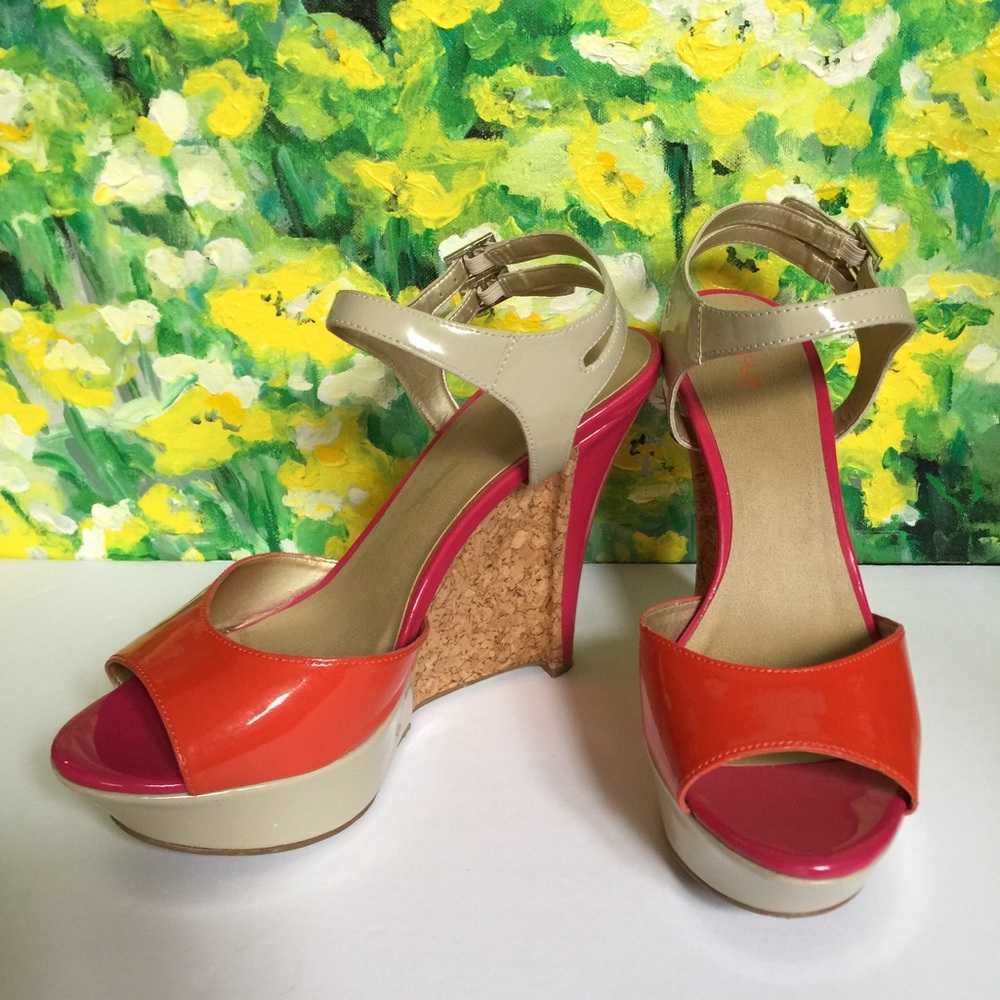 • Patent Leather Cork Wedges •