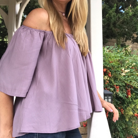 Lavender Boho Off the Shoulder Top☃️ Sale - Picture 2 of 7