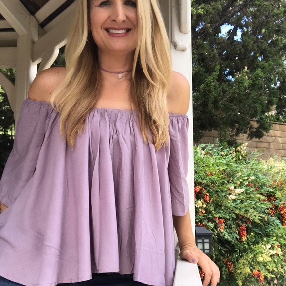 Lavender Boho Off the Shoulder Top☃️ Sale - Picture 3 of 7