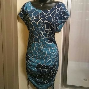 NWT NewYork&Co aqua blue and green printed dress