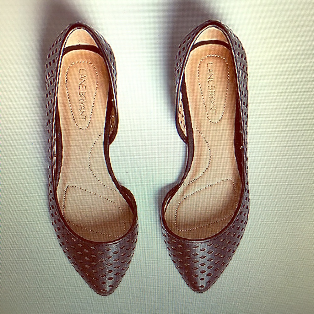 Lane Bryant D'Orsay Cut Out Flats Black 8W