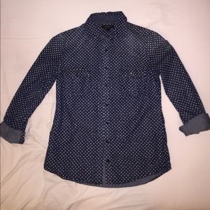 JCrew Patterned Chambray Blouse, Size 2