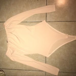 Off the shoulder nude pink bodysuit