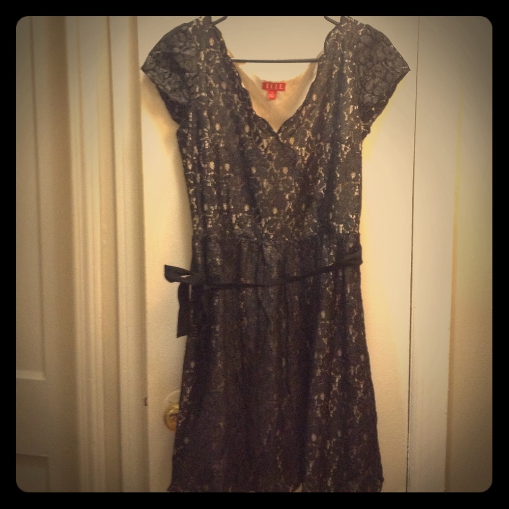 Elle Black and Cream Lace Dress