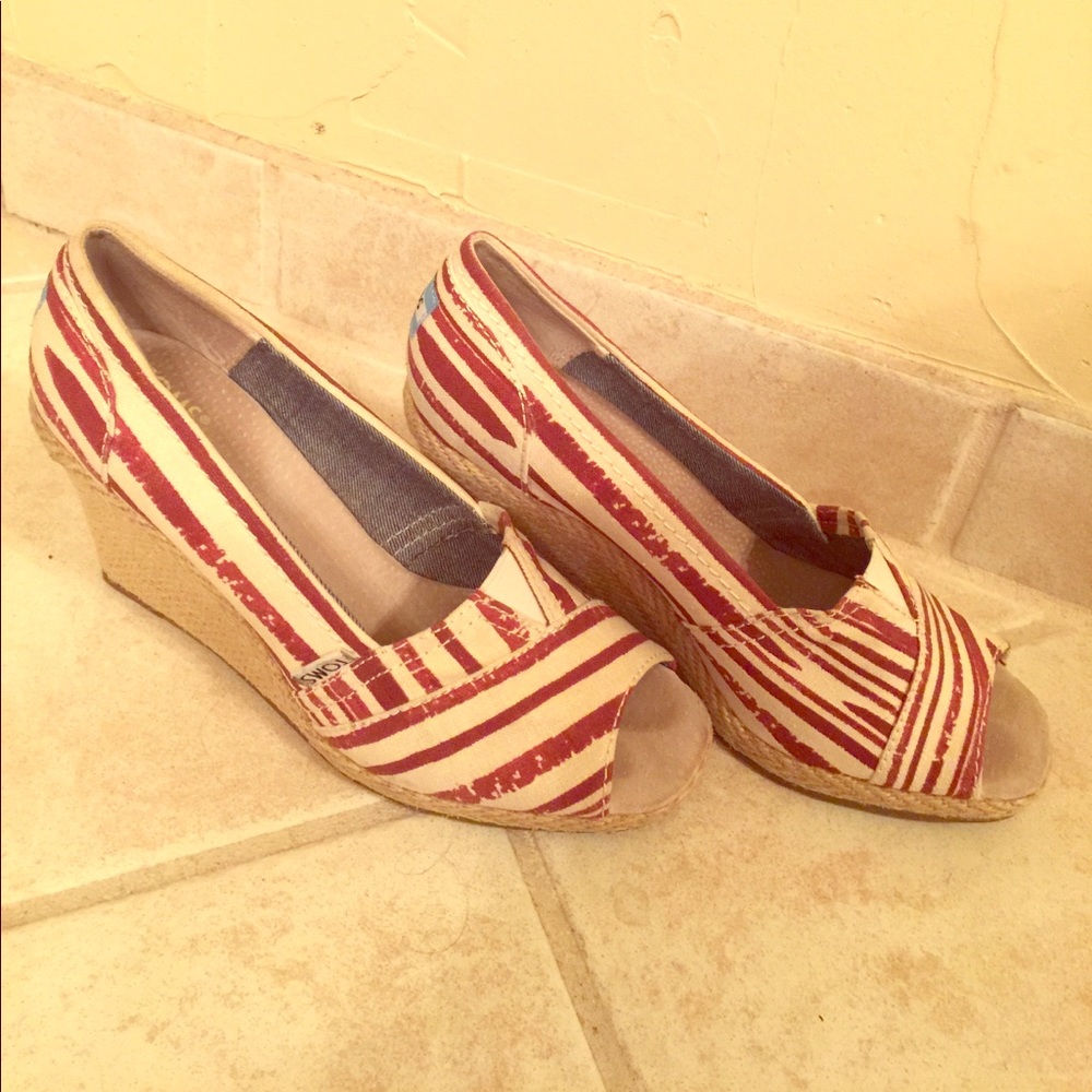 Tom's Peep Toe Wedges- size 7.5