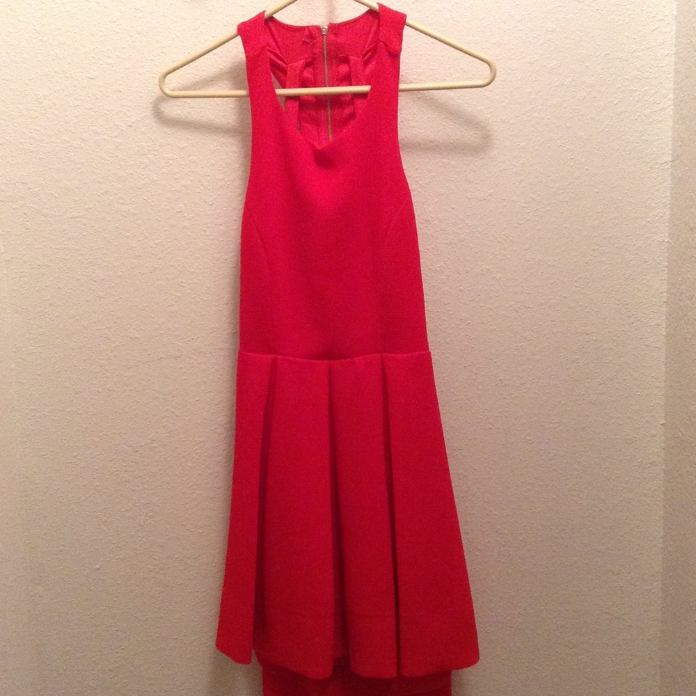 Red sleeveless open back dress- medium