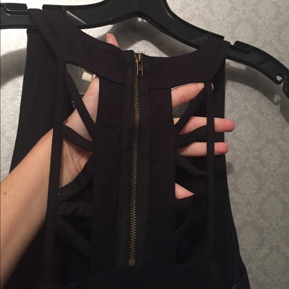 Black maxi dress strappy detailed back