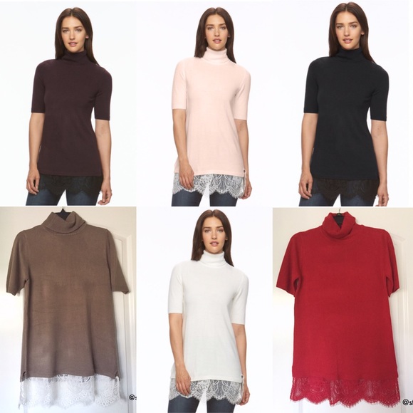 ❤️ White lace half sleeve turtleneck sweater top - Picture 8 of 8