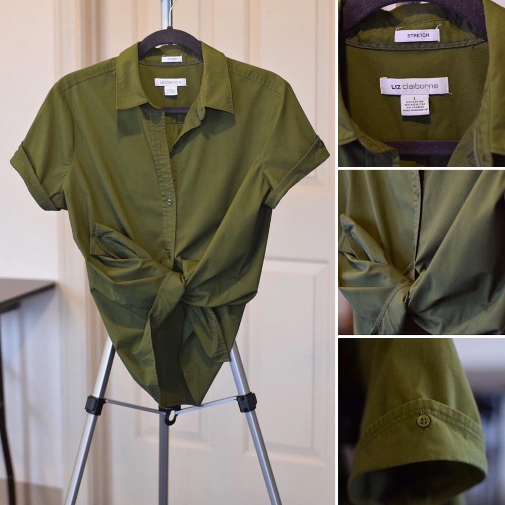 Military Green Button Up by Liz Claiborne