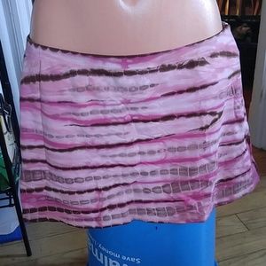 NWT Lucky Brand Pink tie dye brown Boho skirt coverup dance beach swimsuit M/L