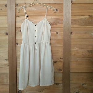 Simple is Best Cream Summer Dress w Brass Buttons