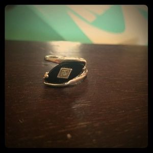 Onyx and diamond ring