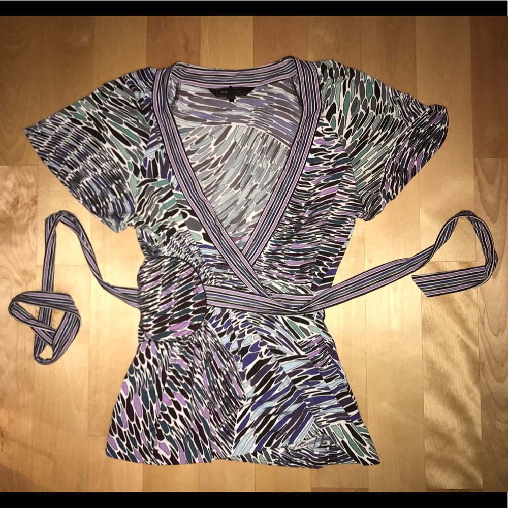 BCBGMAXAZRIA Multicolor Wrap Blouse Size S