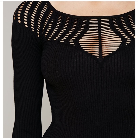 Free People black cutout long sleeve top xs - Picture 2 of 5