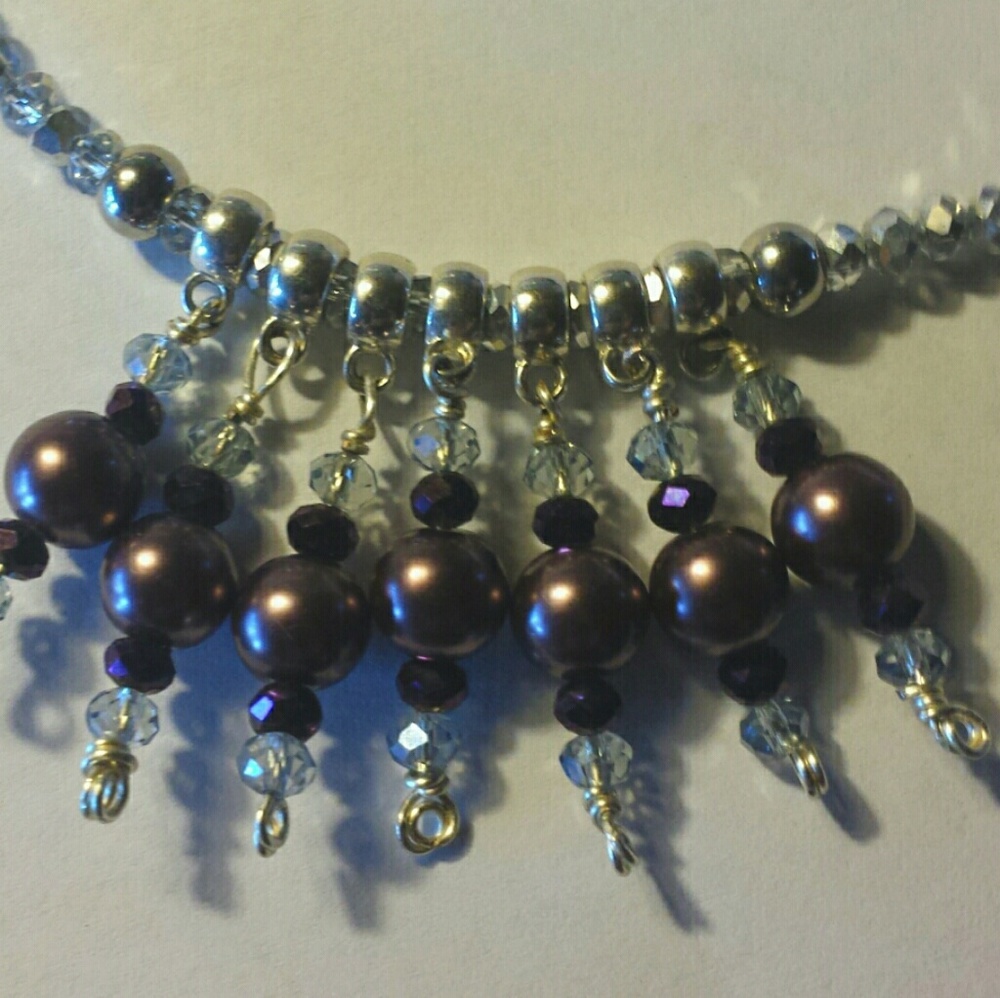 South Sea Pearl wire'wrapped Bauble Necklace-18"