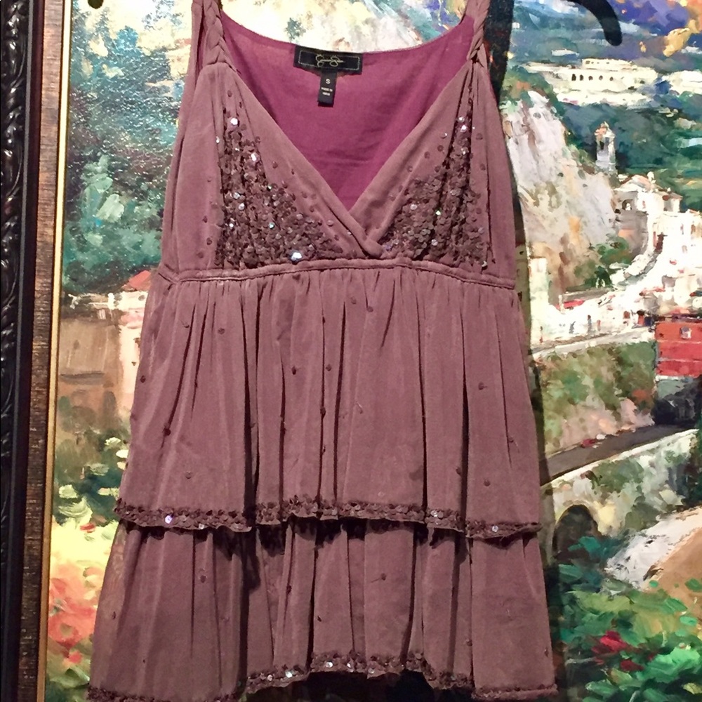 Jessica Simpson ruffle  sequin top