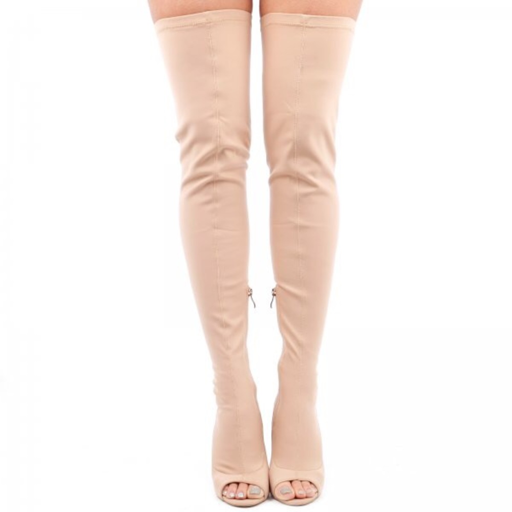 Nude thigh high boots