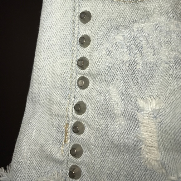 Light Wash Garage Denim Studded Shorts - Picture 3 of 3