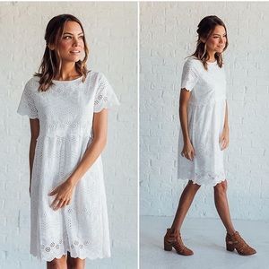White Lace/Eyelet Shift Dress