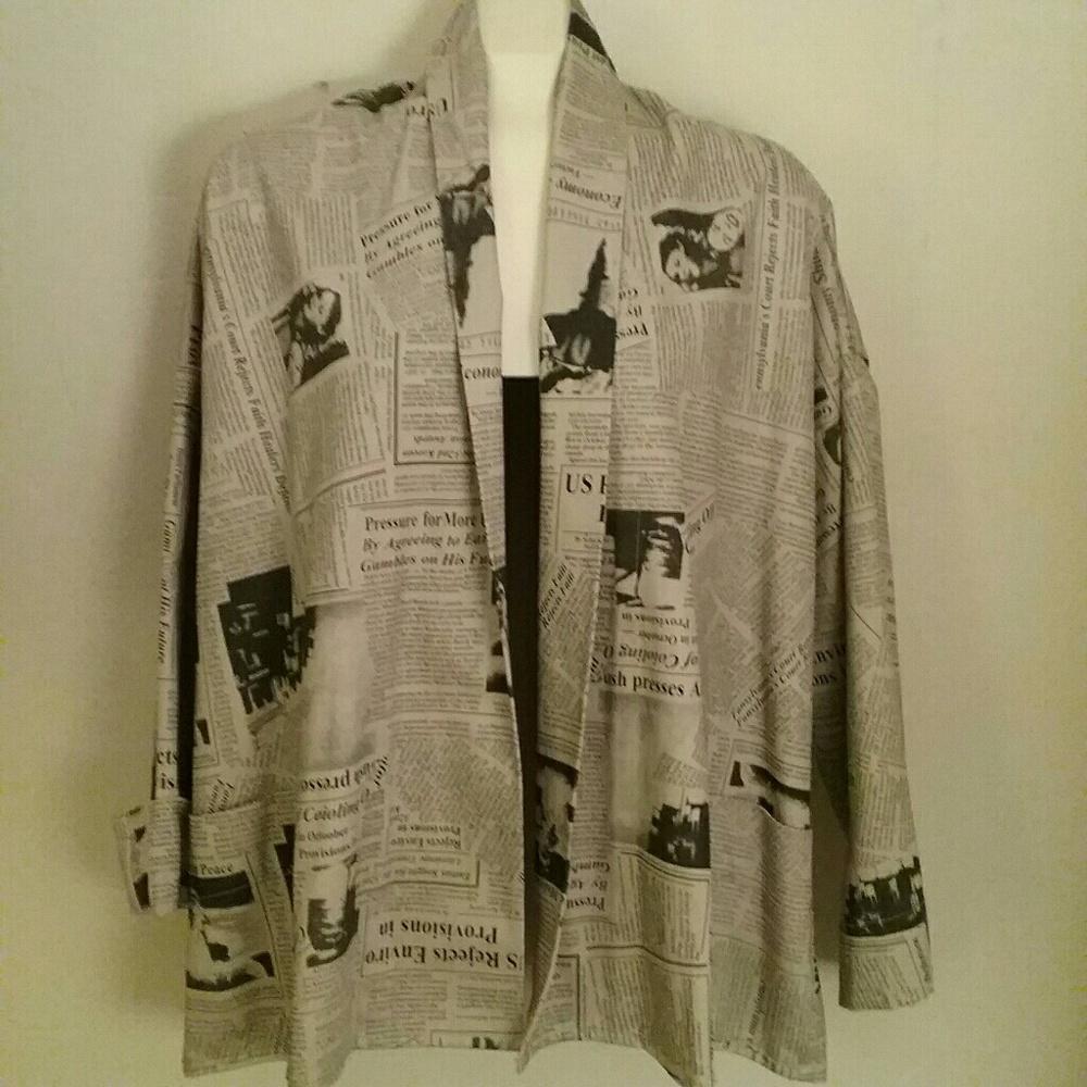 Very cool newsprint jacket