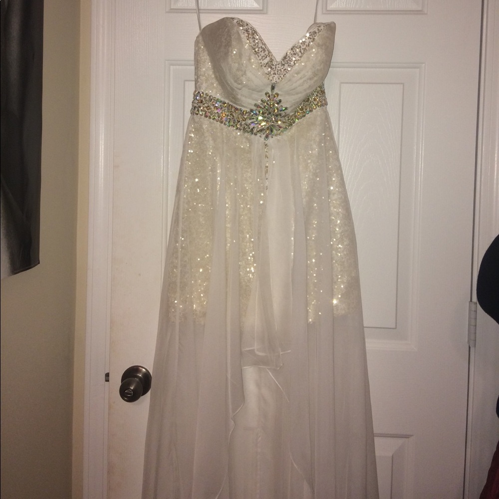 White Glitter Prom Dress