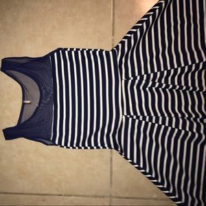 Stripped Navy and White flowy dress.