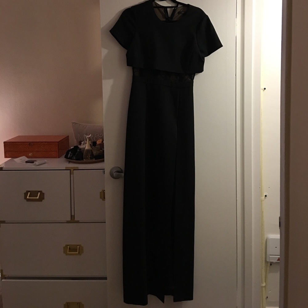 BCBG black gown with illusion waist