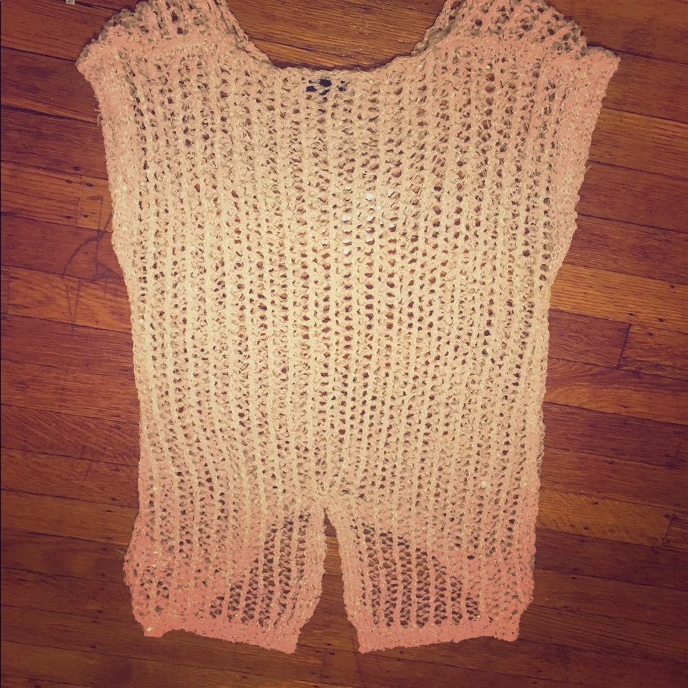 White knit top with sparkles-size s/m