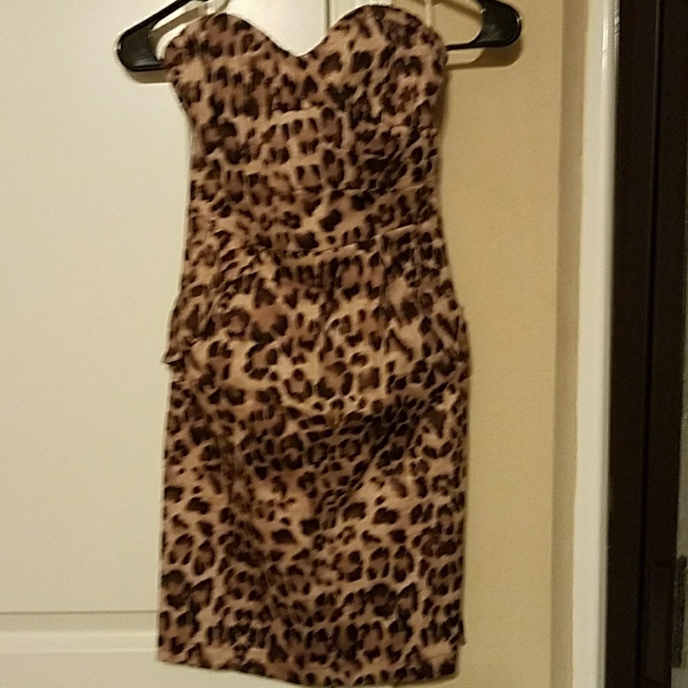 Sexy Leapord Print Strapless Dress