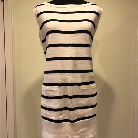 Cream & Navy Sleeveless Sweater tunic - Picture 1 of 2