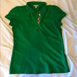 Burberry pique polo w/ puffed shoulder