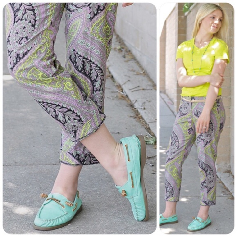 J Crew Paisley Cafe Capri Size 6